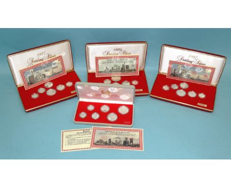 Singapore, four cased sterling silver proof coin sets for 1985, 1986, 1987 (x2), in original packaging, (4). 