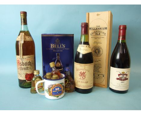 Asbach Uralt German Brandy (Nafi Stores), 75cl, paper labels signed by mess members of the CPLS Mess, 30th June 1978, a Bell'