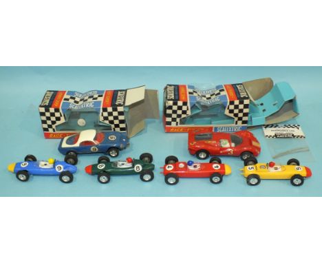 Scalextric C2 Matrajet "Race-Tuned" RN9, blue, boxed, (car a/f), C16 Ferrari P4, RN3, red, boxed and four unboxed slot cars: 