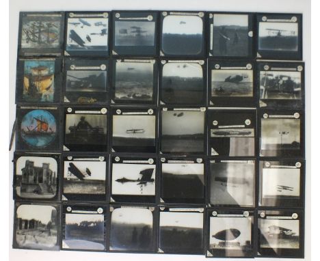 Aviation interest: A collection of early-20th century magic lantern photographic slides comprising three part-sets, History o