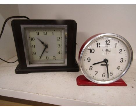 Smiths electric bakelite clock and a retro alarm clock