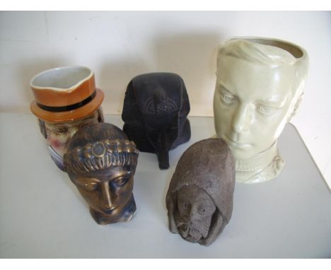 Large character jug, Toby style jug and various bust type figures 