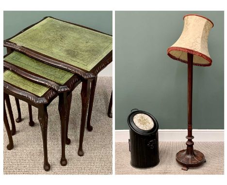 FURNITURE PARCEL - Victorian Toleware coal scuttle of rectangular form, the hinged cover having floral decoration and with ca