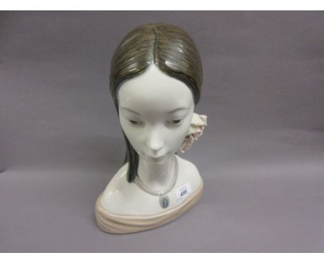 Lladro porcelain bust of a girl with floral headdress