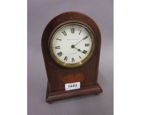 Edwardian mahogany and inlaid mantel clock by Mappin and Webb