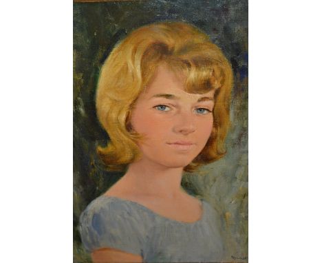 Paul Dessau, oil on canvas, head and shoulder portrait of a girl, 22ins x 18ins, gilt framed, together with another similar