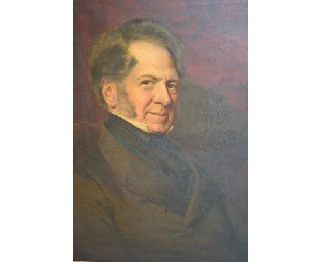 19th Century oil on canvas, half length portrait of a gentleman, 30ins x 24ins, gilt framed