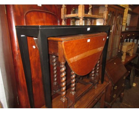 Modern ebonised lacquer console table on square tapering supports