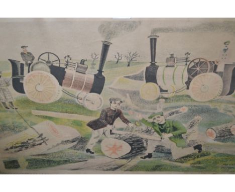 Michael Rothenstein, lithograph, ' Timber Felling, Essex ', 16.5ins x 26.75ins, image size