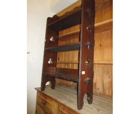 Early 20th Century oak open bookcase together with a three shelf open wall bracket (a/f)