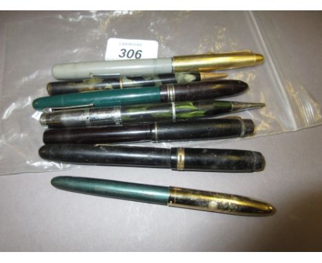 Collection of seven various vintage fountain pens and propelling pencils