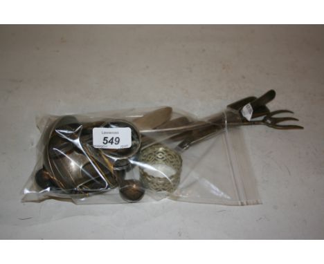 Georgian silver mustard spoon, a Cristofle, plated sauce ladle, small quantity of other plated flatware and a quantity of var
