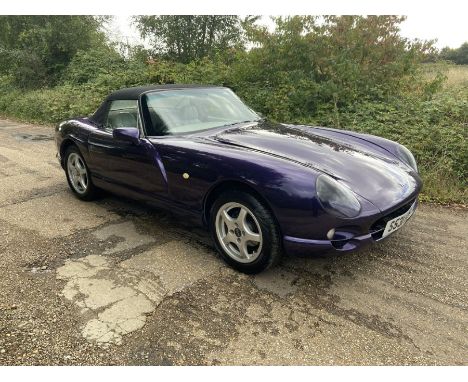 1999 TVR Chimaera 400. Finished in Rolex blue (basically purple), this lovely 400 was first registered on 11 January 1999 and