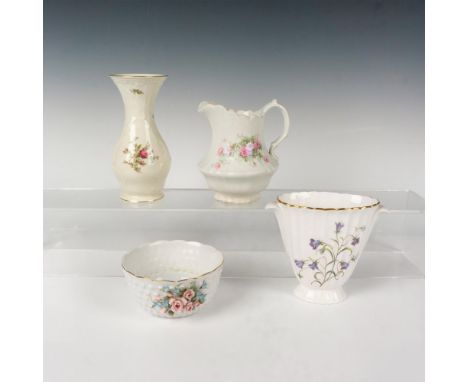 Beautiful grouping of fine china, fine bone china, or porcelain pieces including: Lefton dotted short bowl with applied roses