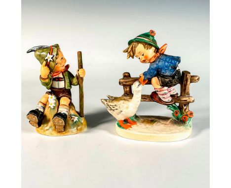 Hand painted in matte finish. Includes Mountaineer and Barnyard Hero. Features two young boys, one adorable boy climbing a fe
