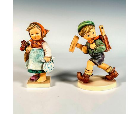 Hand painted in matte finish. Includes The Little Architect and Home From Market. Features a young boy with architecture tool