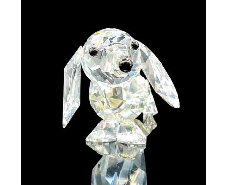 Lead crystal, variation two made with jet crystal eyes and nose and a flexible, braided metal tail. Swarovski etched backstam