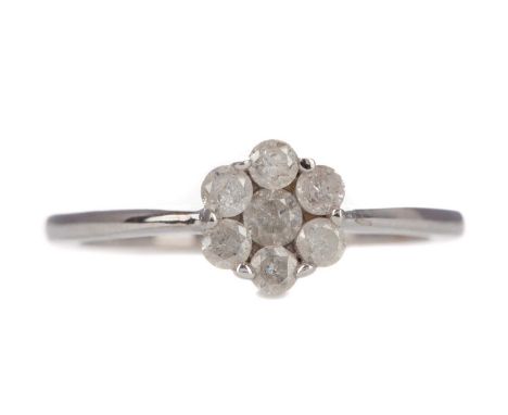 DIAMOND CLUSTER RING,set with round brilliant cut diamonds totalling approximately 0.50 carats, marked 9K, size P, 2.4gCondit
