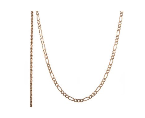 GOLD FIGARO CHAIN,along with a ropetwist bracelet, each in nine carat gold, 18.7g gross (2)