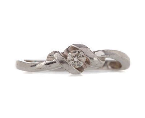 DIAMOND SOLITAIRE RING,set with a round brilliant cut diamond of approximately 0.10 carats, in nine carat white gold, size N,