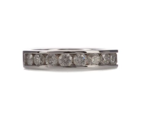 DIAMOND HALF ETERNITY RING,the channel set round brilliant cut diamonds totalling approximately 1.09 carats, marked 375, size