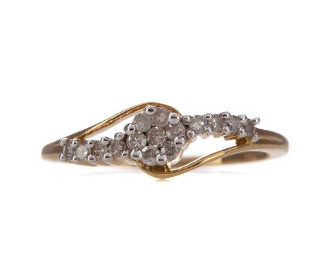 DIAMOND DRESS RING,set with round brilliant cut diamonds totalling approximately 0.25 carats, in nine carat gold, size P, 1.9