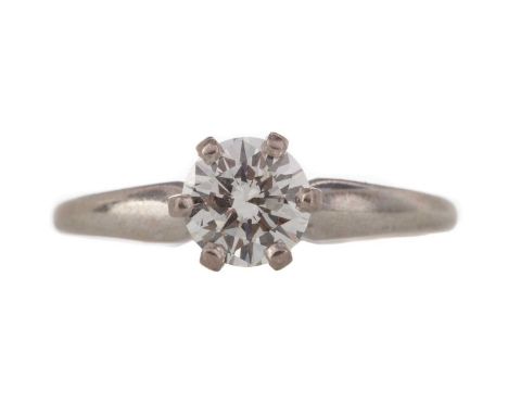 DIAMOND SOLITAIRE RING,the round brilliant cut diamond of approximately 0.68 carats, marked 18K, size I 1/2, 2.9gCondition re