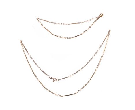NINE CARAT GOLD BAR CHAIN,along with an unmarked bracelet, 5.g gross (2)Condition report: No breakages to the chain or bracel