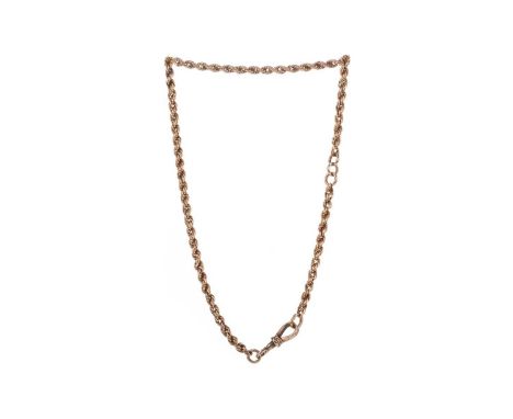 ROPETWIST CHAIN,has been repaired with mismatched links, 38.5cm long, marked 9C, with dog clip, 22.4g