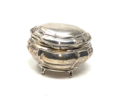 Antique silver tea caddy London silver hallmarks measures approx 8.8cm tall 11.2cm wide 