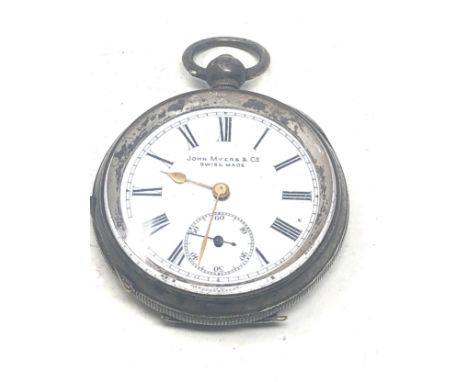 Antique silver  pocket watch by john myers &amp; co london   the watch is ticking 