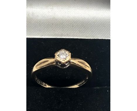 9ct gold vintage diamond solitaire ring (1.3g) 