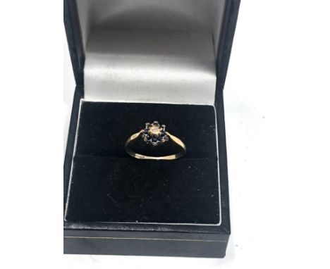 9ct gold diamond framed sapphire ring (1.1g) 