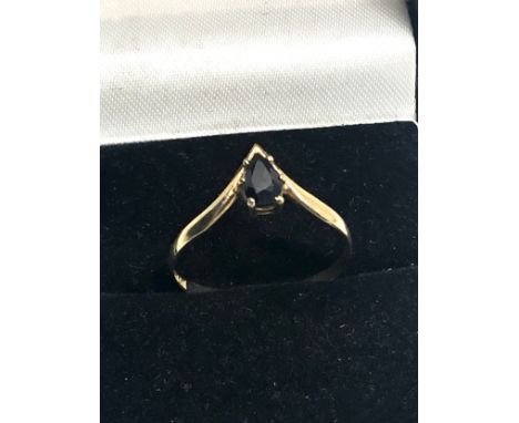 9ct gold vintage sapphire wishbone ring (0.9g) 