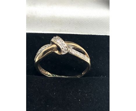 9ct gold vintage diamond crossover ring (1.7g) 