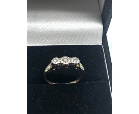 9ct gold antique diamond trilogy ring (1.5g) 
