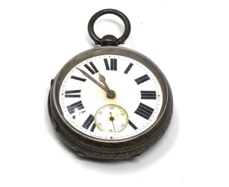 Goliath size silver fusee pocket watch case measures approx 6cm dia watch will tick if put under pressure no warranty given 