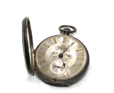 Antique silver fusee pocket watch with silver dial  the watch is not ticking missing second hand 