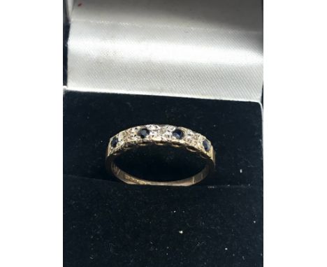 9ct gold vintage sapphire &amp; diamond eternity ring (2g) 