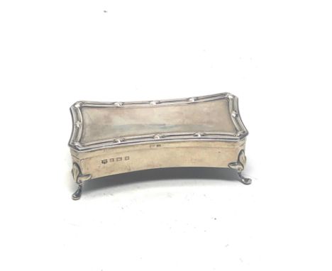 Small antique silver ring box fitted interior Birmingham silver hallmarks 