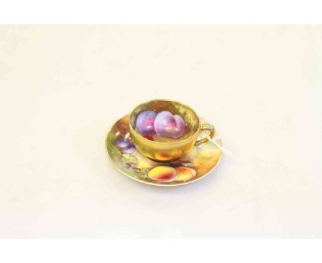 Royal Worcester miniature fruit painted cup and saucer