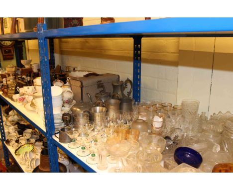 Collection of glass, china, metalwares, collectable, cutlery, two pictures, firescreen etc