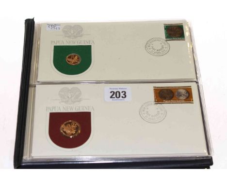Papua New Guinea 1975 proof set coins in first day covers