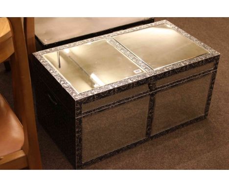 Mirror panelled and silvered metal trunk