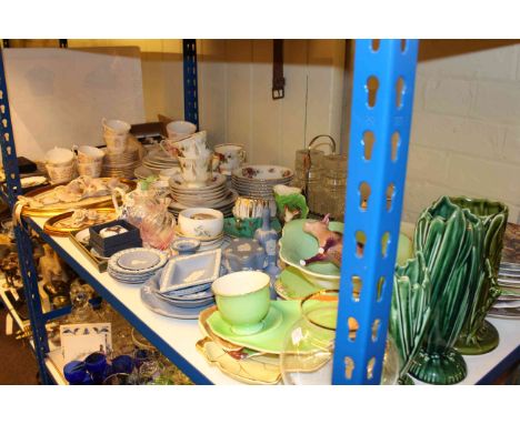 Wedgwood blue jasperware, Sylvac vases, tea ware, collectors plates, boxed coffee cans and saucers, didgeridoo, etc