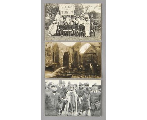 *Suffragettes. A good group of sixteen Suffragette postcards, circa 1908-14,  including real photo postcards, subjects includ