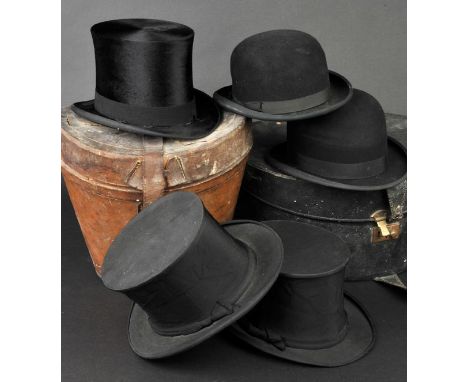 *Top hat. A Lincoln Benett & Co. Sackville Street, Piccadilly London, black top hat, late 19th century, black silk top hat wi