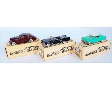 Brooklin Models 1/43rd scale White Metal Group, 3 boxed examples, to include BRK25 1958 Pontiac Bonneville Convertible, BRK23