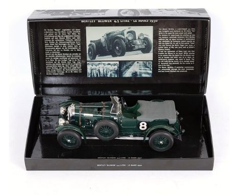 Minichamps 1/18th scale Bentley Blower Le Mans 1930, dark green body, racing number 8, in the original polystyrene packed all