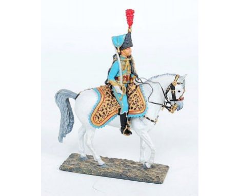 JV Rakov, 1:32 scale white metal mounted Polish? Hussar, fine detail hand painted model (NM)